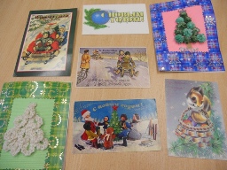 выставка старинных елочных игрушек, новогодних и рождественских открыток прошлого века 